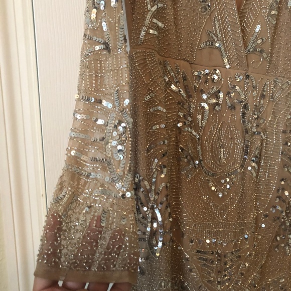 Metallic Embellished Choker Neck Dress - Picture 3 of 6